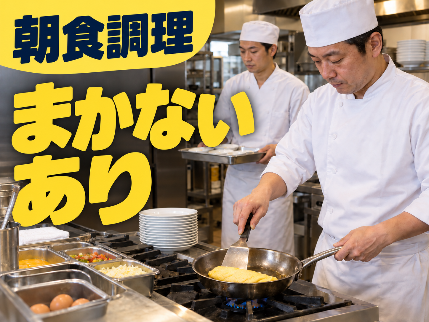 朝食バイキングの調理を担当🍳